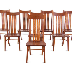 Appraisal: A Set of Eight Gary Weeks Studio Cherrywood Dining Chairs