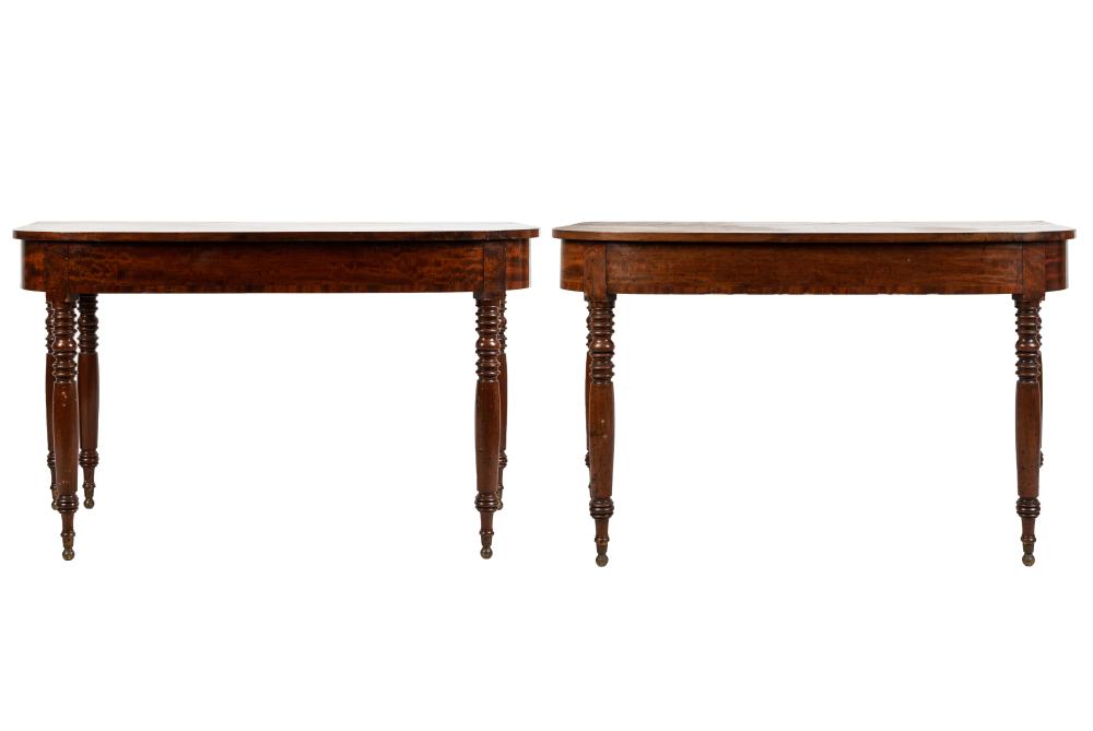 Appraisal: PAIR OF FEDERAL MAHOGANY CONSOLE TABLES th century inches wide