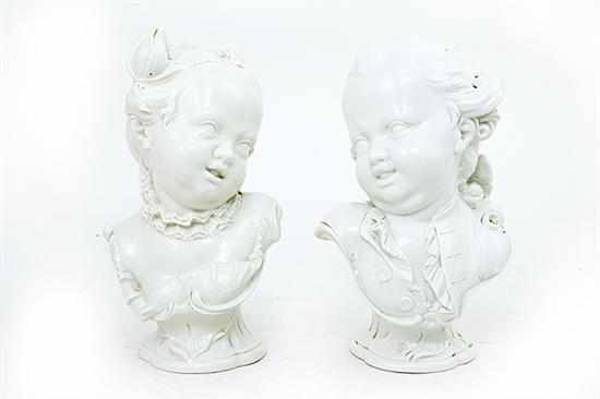 Appraisal: Pair Continental porcelain infant busts kinderkopf design of boy and