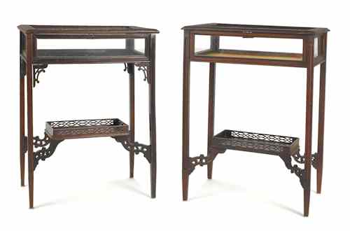 Appraisal: Two Chinese Chippendale style mahogany vitrines h w