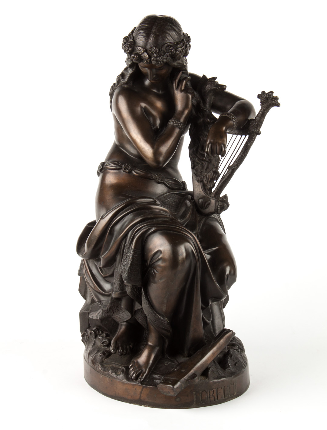 Appraisal: Lorelei Classical Style Figure of Maiden Bronzed spelter sculpture finely