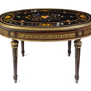 Appraisal: A Louis XVI Style Gilt Bronze Mounted Pietra Dura-Top Center