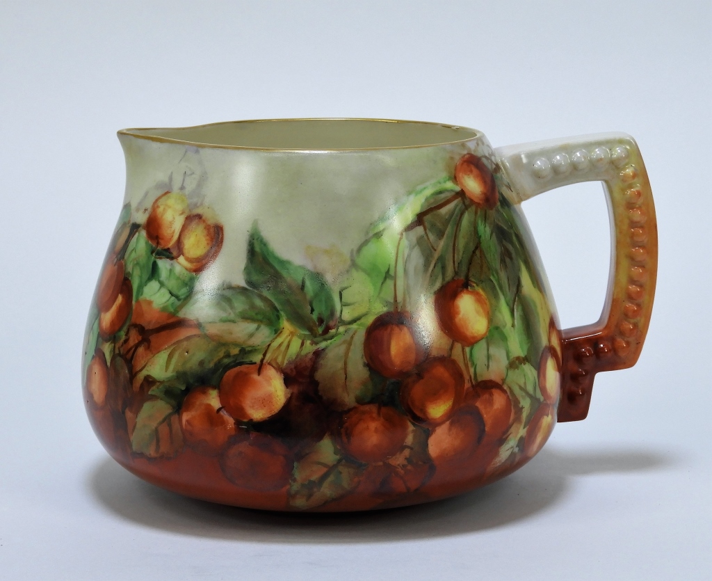 Appraisal: AMERICAN BELLEEK PEACHES LEMONADE PITCHER United States Early th CenturyDecorated