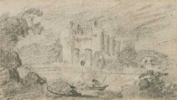 Appraisal: CONSTABLE JOHN East Bergholt - London Landscape study with castle