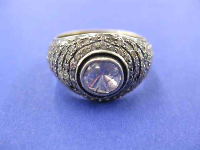 Appraisal: Diamond Ring early rose or tablet cut diamond with round