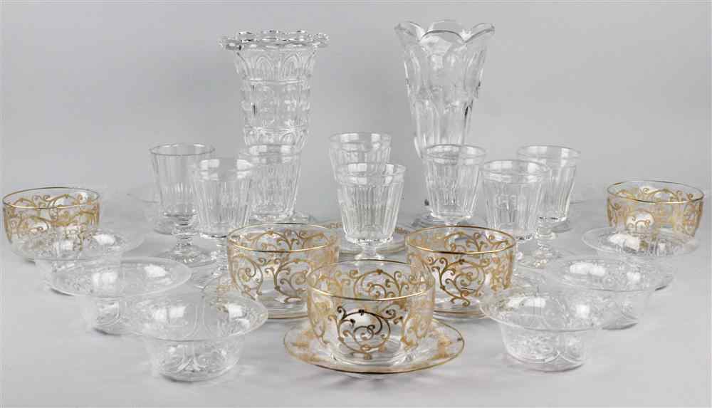 Appraisal: TWO GLASS CELERY VASES AND SOME TABLEWARES including one fluted