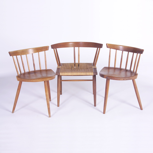 Appraisal: GEORGE NAKASHIMA Three chairs one Grass Seat and two Mira