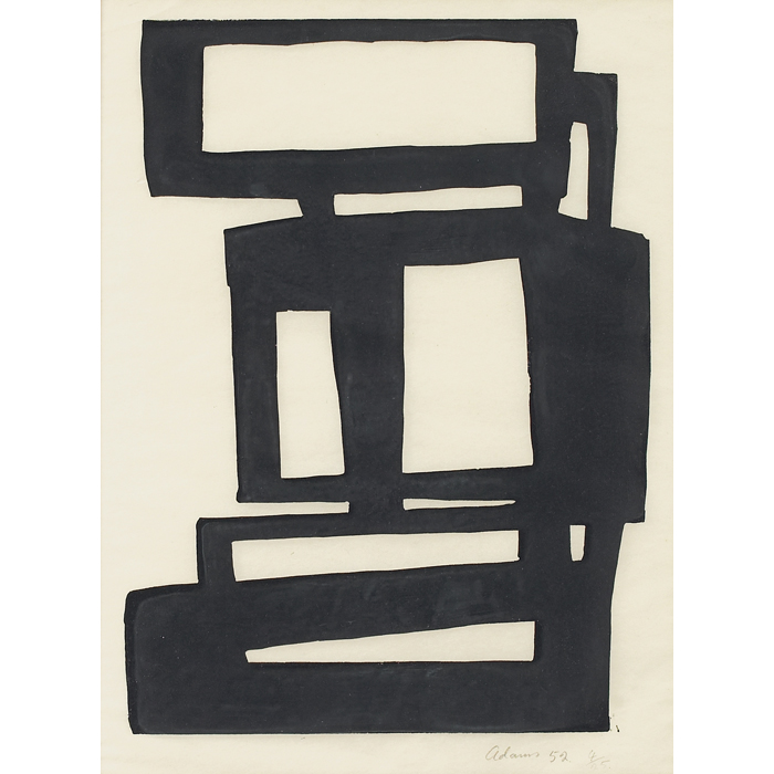 Appraisal: Robert Adams British - Abstract Compositions pair of linocuts x