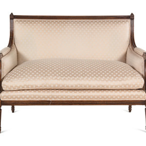 Appraisal: A Louis XVI Style Walnut Settee th Century Height x