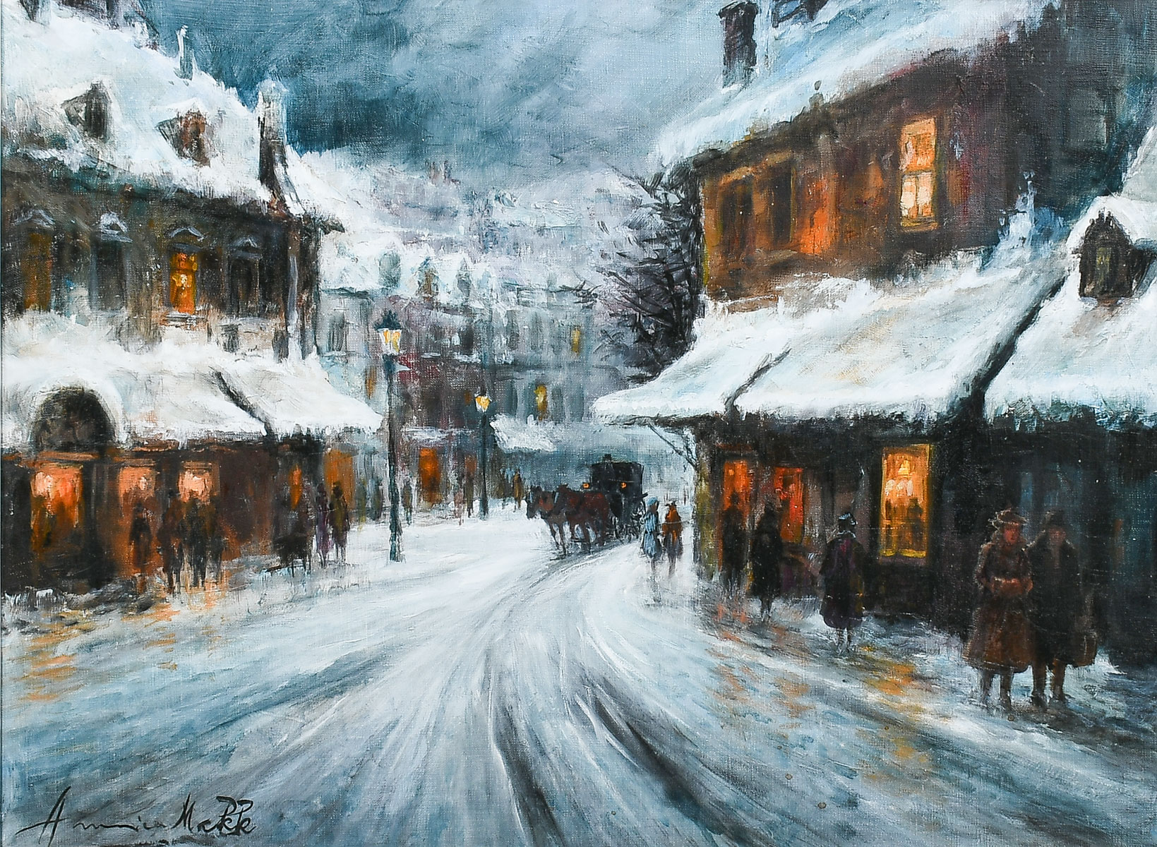 Appraisal: MAKK Americo American Hungarian - ''Warm Lights'' Oil Canvas ''