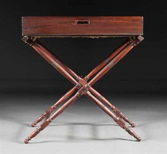 Appraisal: George IV mahogany butler's tray with cross-folding stand circa in