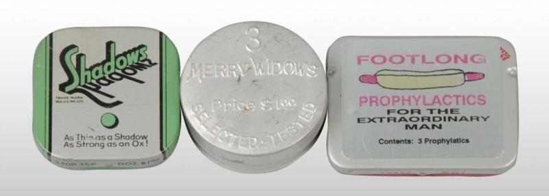 Appraisal: Lot of Condom Tins Description Includes Footlong Merry Windows and