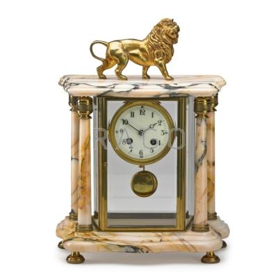 Appraisal: FRENCH MARBLE MANTLE CLOCK Time and strike movement with pendulum