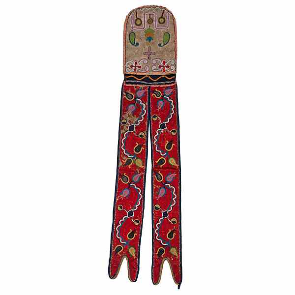 Appraisal: Eastern Cree Beaded Hide Shot Pouch thread-sewn using small glass