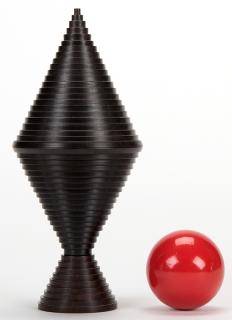 Appraisal: Stepped Pyramid Vase Johnston RI Majic Brand Woodturning A ball