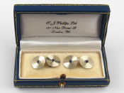 Appraisal: A pair of French hallmarked carat white gold sapphire cufflinks