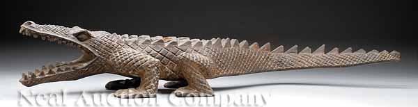 Appraisal: An American Folk Art Carved Wood Alligator th c the