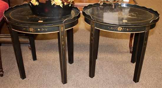 Appraisal: Pair of George II chinoiserie style ebonized side table Estimate