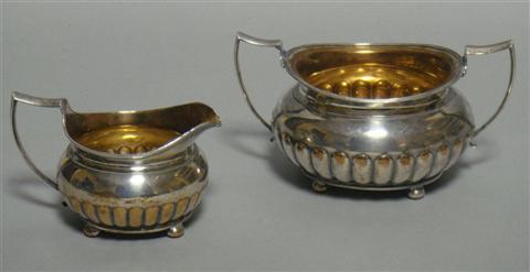 Appraisal: SILVERPLATE OPEN SUGAR AND CREAMER smaller creamer is h x