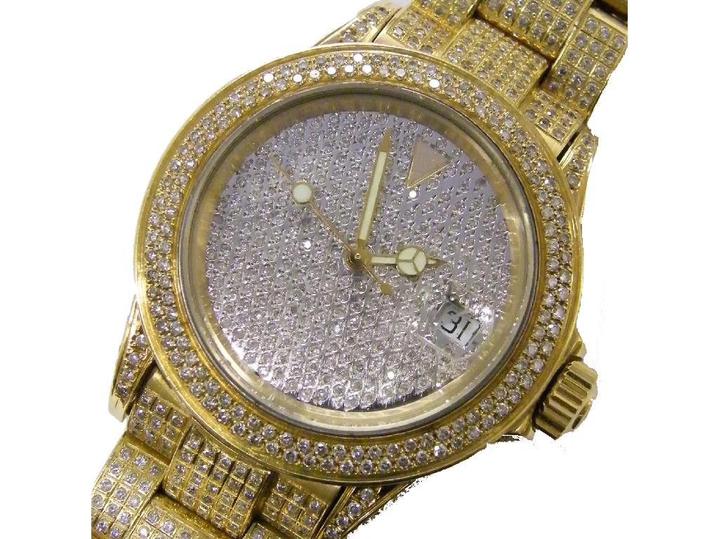 Appraisal: - -A Rolex style k diamond set gentleman's bracelet watch