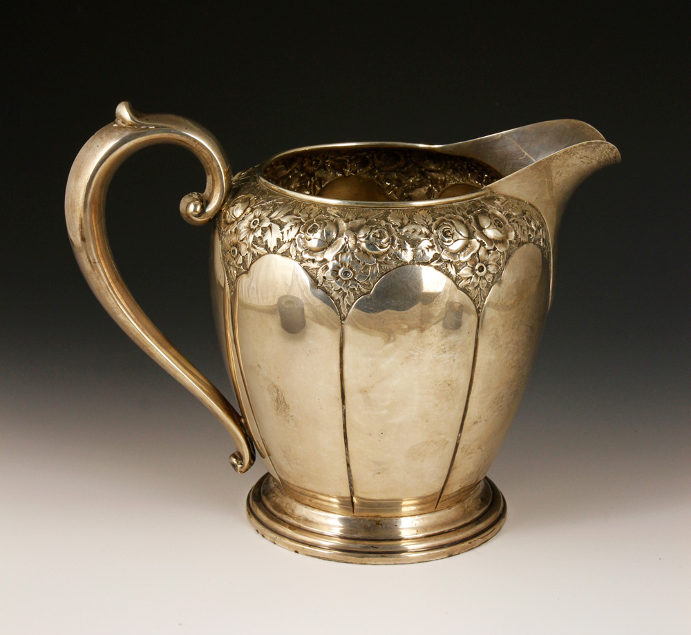 Appraisal: - Sterling Pitcher Sterling pitcher with rose pattern h Approximately