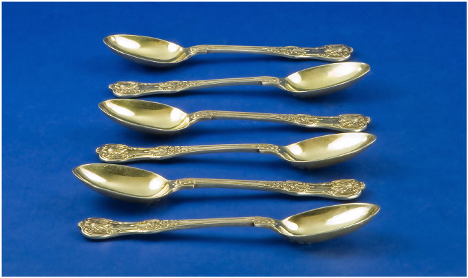 Appraisal: Set Of Victorian Silver Gilt Spoons Kings Pattern Fully Hallmarked