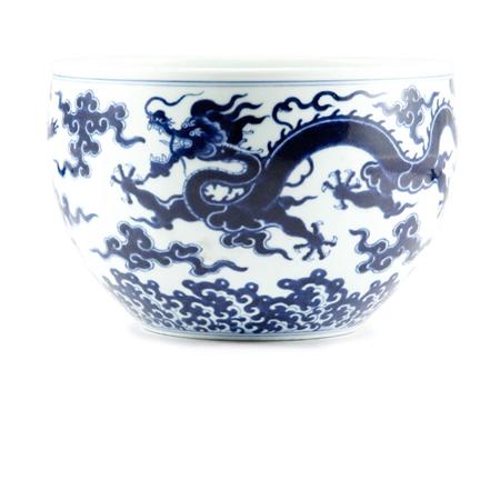 Appraisal: Chinese Blue and White Glazed Porcelain Deep Bowl Estimate -