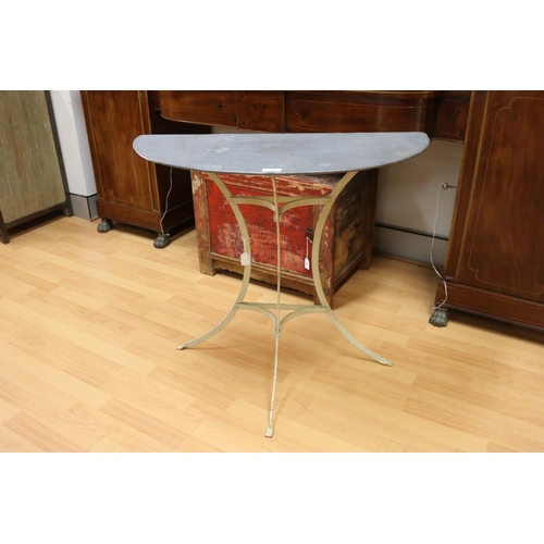 Appraisal: Modern demi lune painted iron console table approx cm H