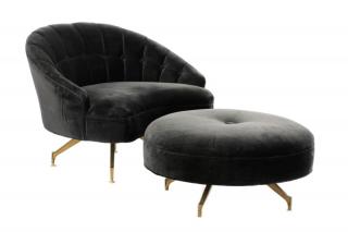 Appraisal: Adrian Pearsall Style Velvet Armchair Ottoman Style of Adrian Pearsall