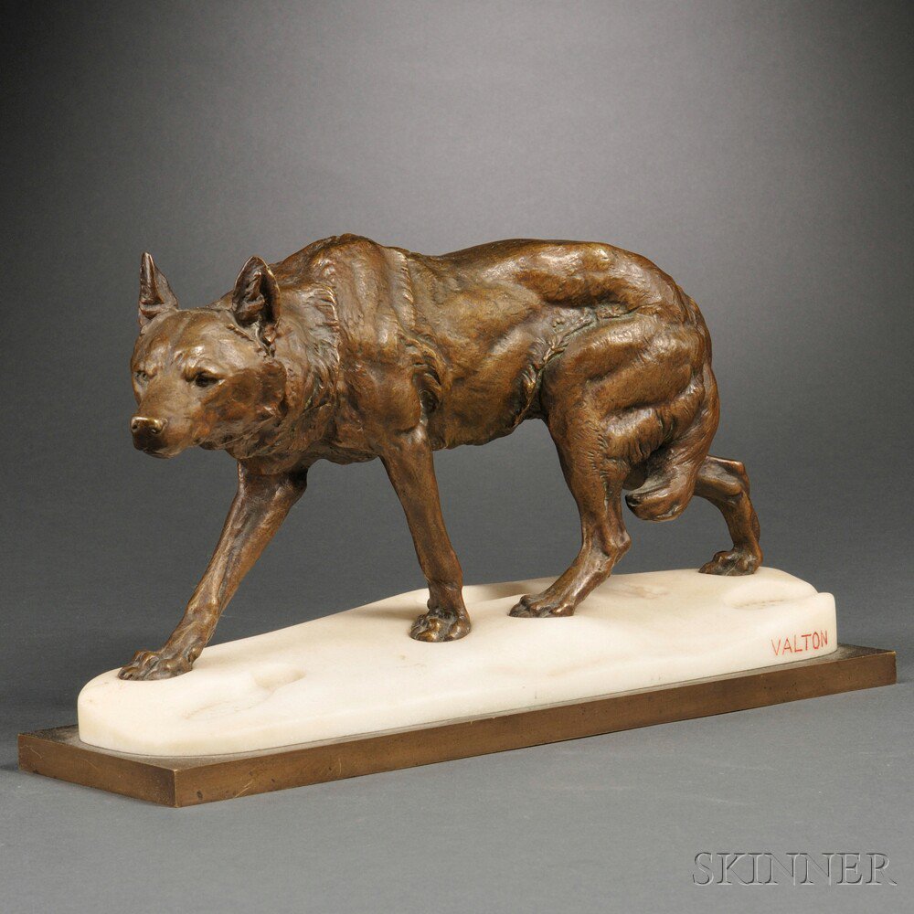 Appraisal: Charles Valton French - Bronze Figure of a Stalking Wolf