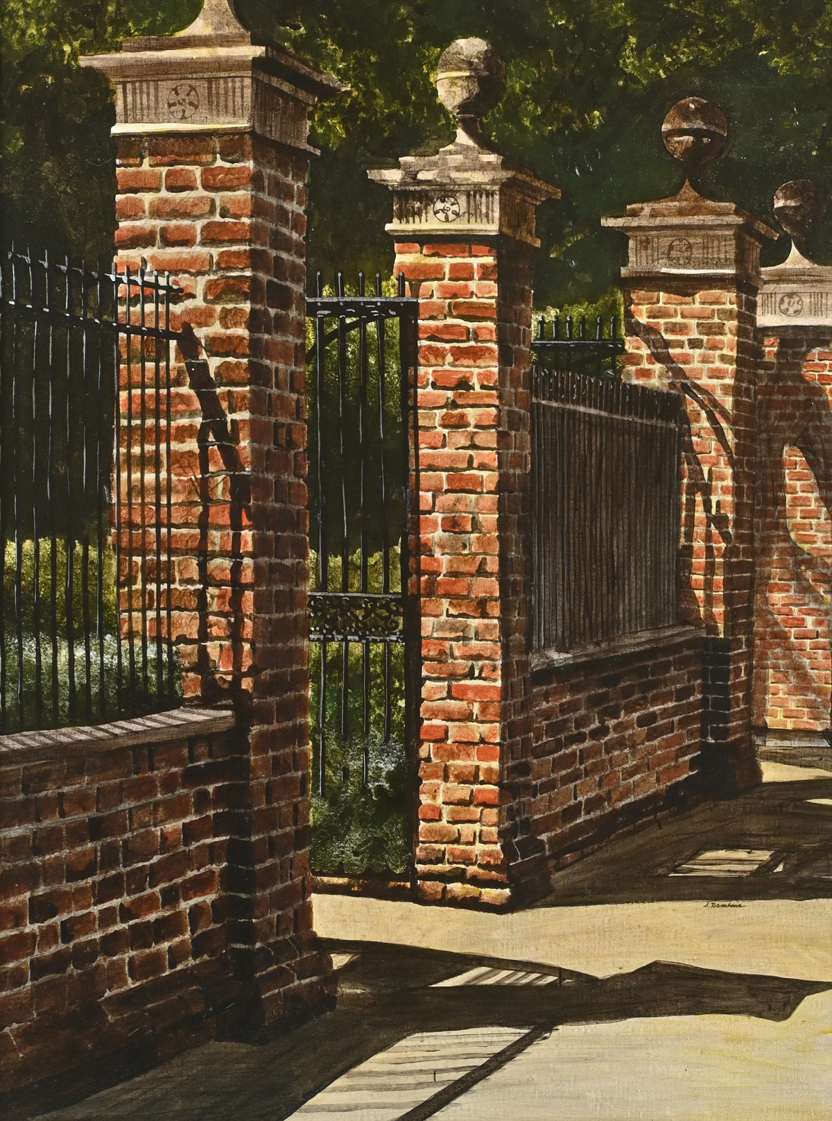 Appraisal: DAMHAVE Svend American b Wrought Iron and Brick Fa ade