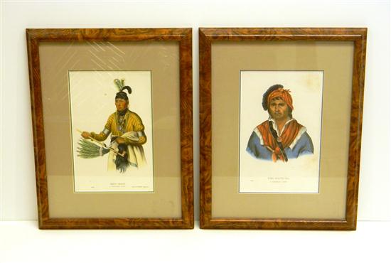 Appraisal: Two Book plates American Indian wood frame under glass with