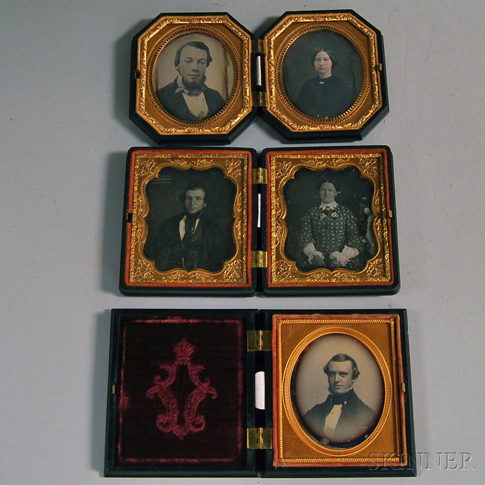 Appraisal: Sixth-plate Daguerreotype Portraits of a Bearded Man and Two Sets