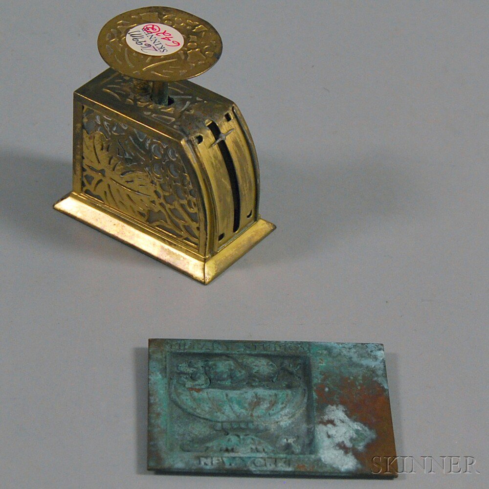 Appraisal: Tiffany Studios Postage Scale and Small Metal Plaque New York