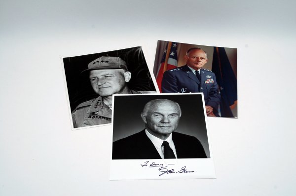 Appraisal: Lot of three military autographs Includes satin-finish x black and