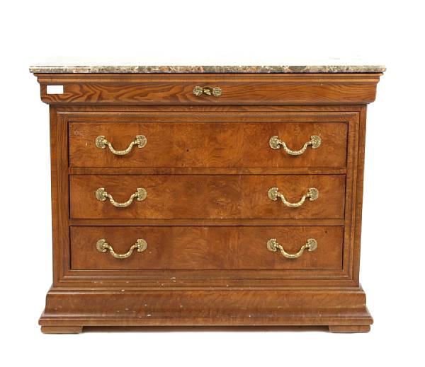 Appraisal: A pair of Louis Philippe style walnut chests with marble