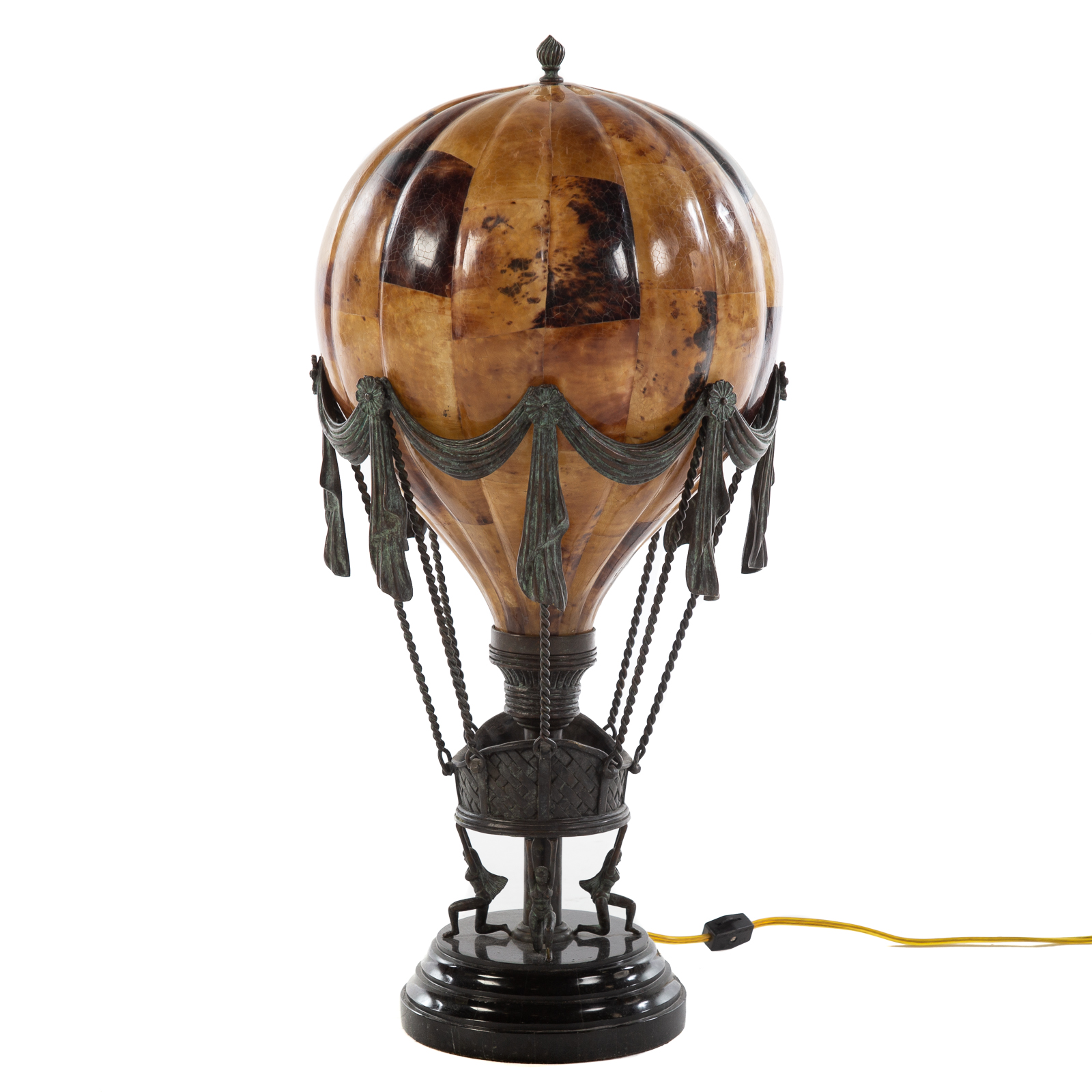 Appraisal: MAITLAND-SMITH PENSHELL BALLOON LAMP Crackle glaze composite pen shell balloon