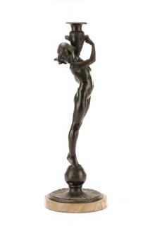 Appraisal: Edward Francis McCartan Bronze Figural Candlestick Edward Francis McCartan American