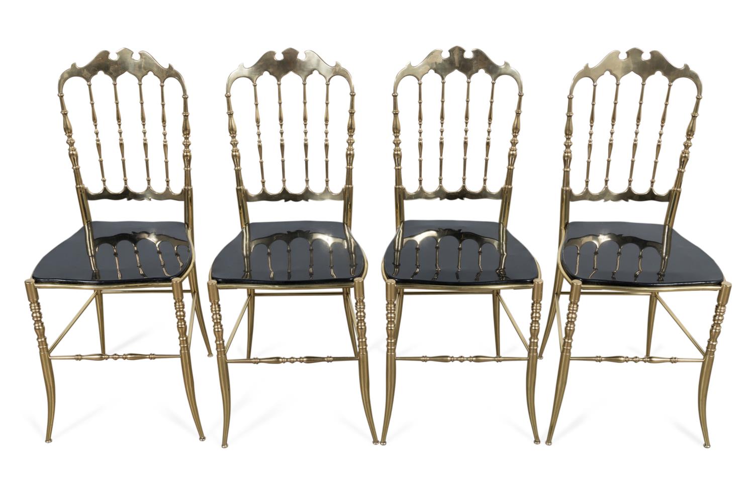 Appraisal: FOUR MID-CENTURY ITALIAN BRASS CHIAVARI CHAIRS Four Italian brass Chiavari