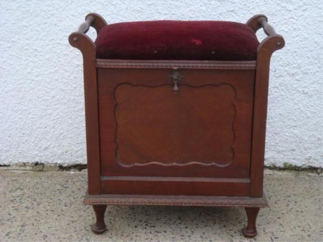 Appraisal: Victorian Bench Drop Front Magazine Rack Dimensions x x high