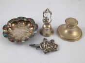 Appraisal: A mixed lot A bell with swing marked silver a