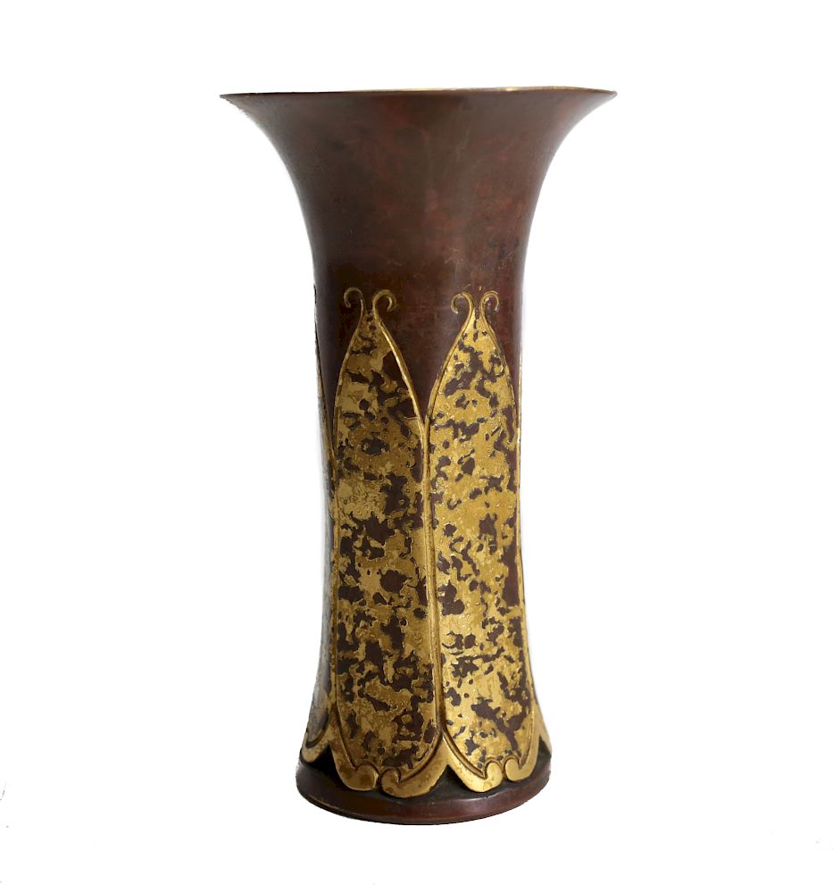 Appraisal: Christofle Bronze Trumpet Vase A heavy and thick cast bronze