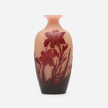 Appraisal: mile Gall VASE WITH DAYLILIES France c acid-etched cameo glass