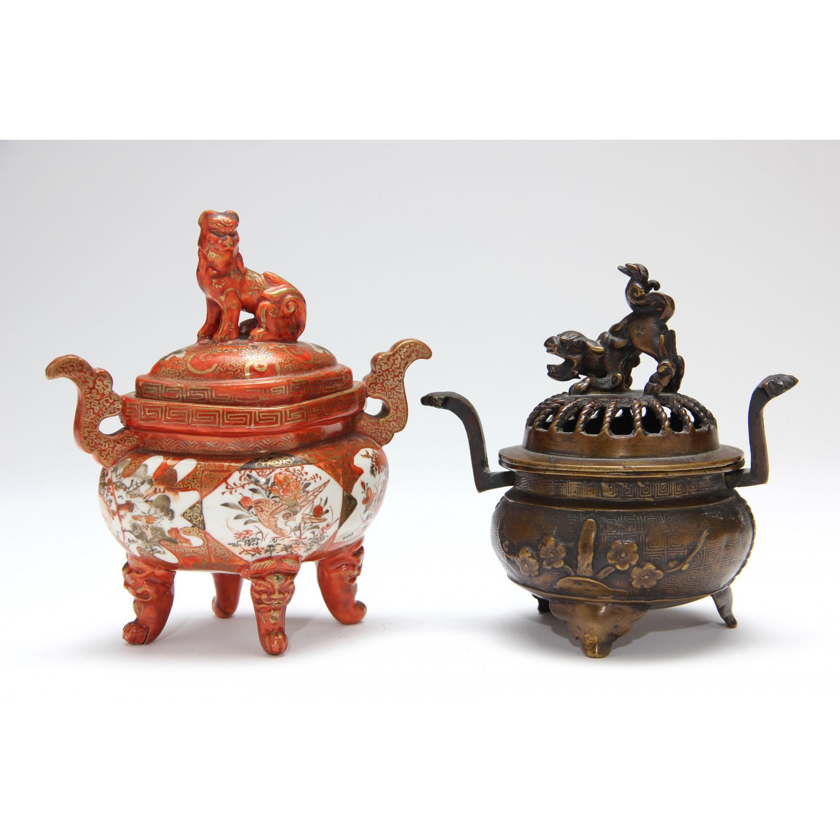 Appraisal: Two Asian Lidded Censers late th century including a Kutani