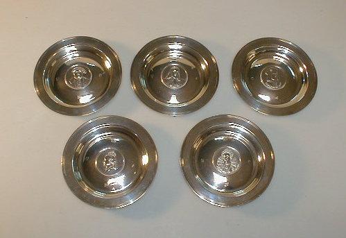 Appraisal: A group of five silver Armada dishes each struck with