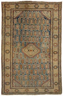 Appraisal: Kuba rug small central medallion on blue field repeating boteh