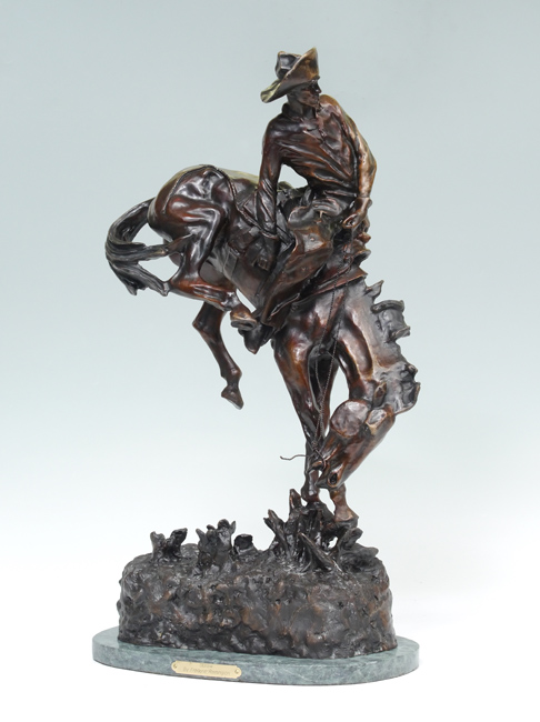 Appraisal: OUTLAW BRONZE AFTER REMINGTON '' h affixed to a variegated