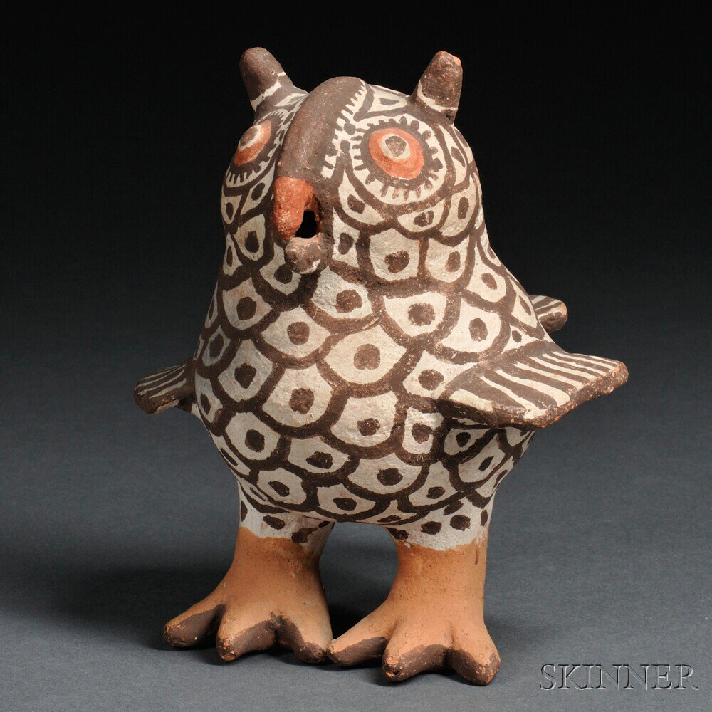 Appraisal: Zuni Polychrome Pottery Owl standing form with bold painted detail