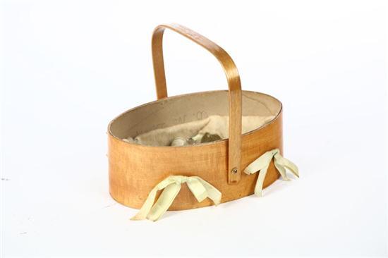 Appraisal: SHAKER SEWING BASKET Early th century maple Bentwood basket with