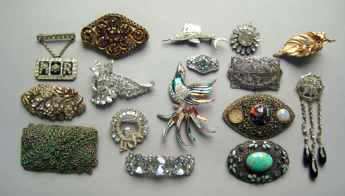 Appraisal: Vintage rhinestone and marcasite brooches together with contemporary examples approx